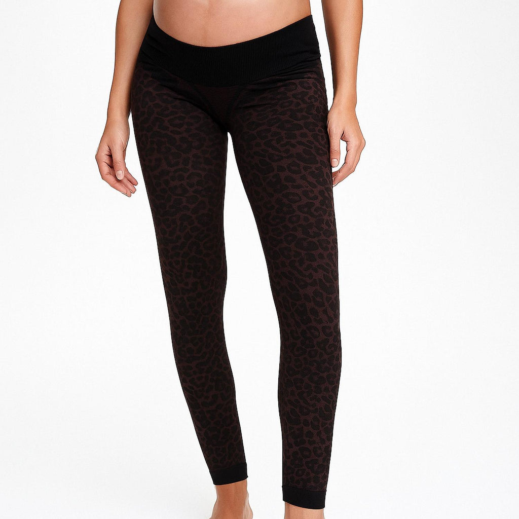 Mysanity - Leggings Premaman Leo Tabacco Con Fascia Di Sostegno