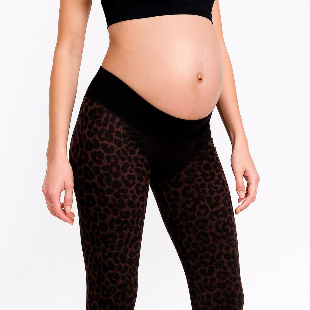 Mysanity - Leggings Premaman Leo Tabacco Con Fascia Di Sostegno