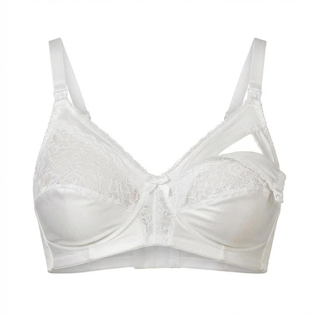 Mysanity - Reggiseno Allattamento in Cotone Con Pizzo Coppa C Bianco