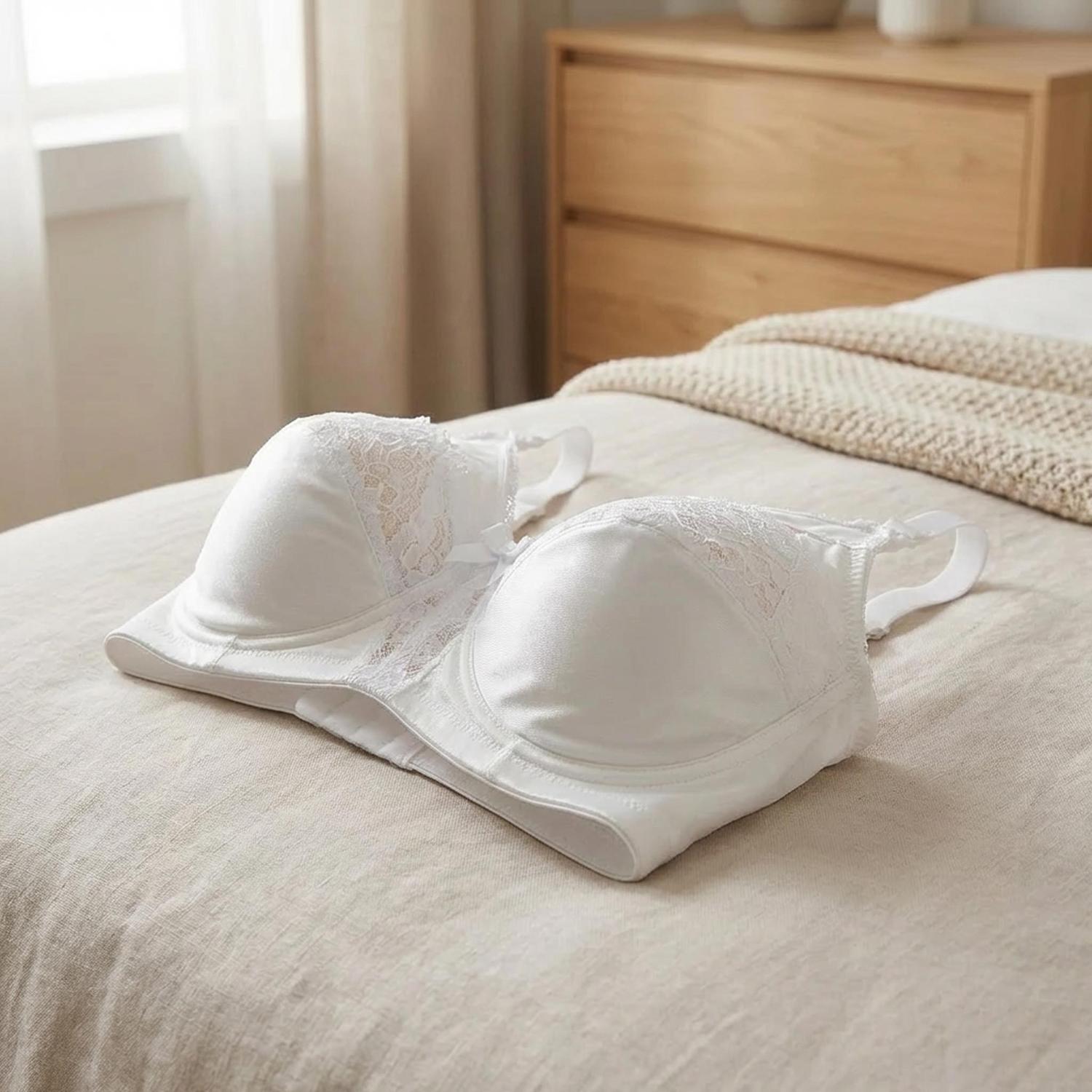 Mysanity - Reggiseno Allattamento in Cotone Con Pizzo Coppa C Bianco