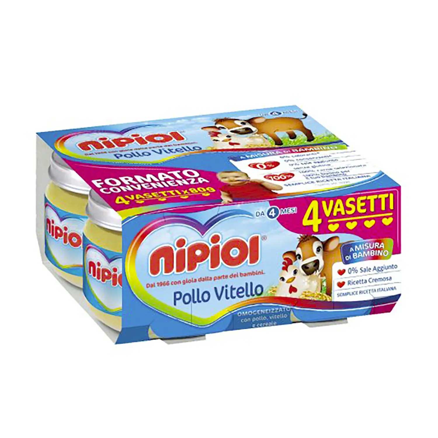 Nipiol - Omogeneizzato Carne Vitello Pollo: Confezione 4x80 gr