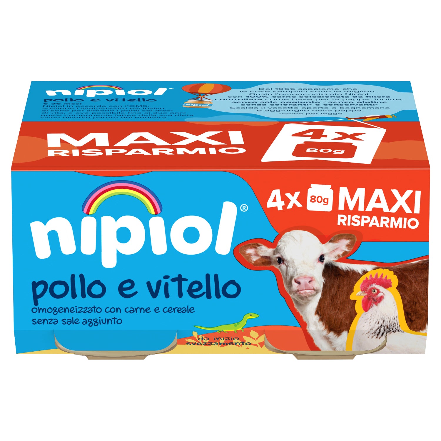 Nipiol - Omogeneizzato Carne Vitello Pollo: Confezione 4x80 gr