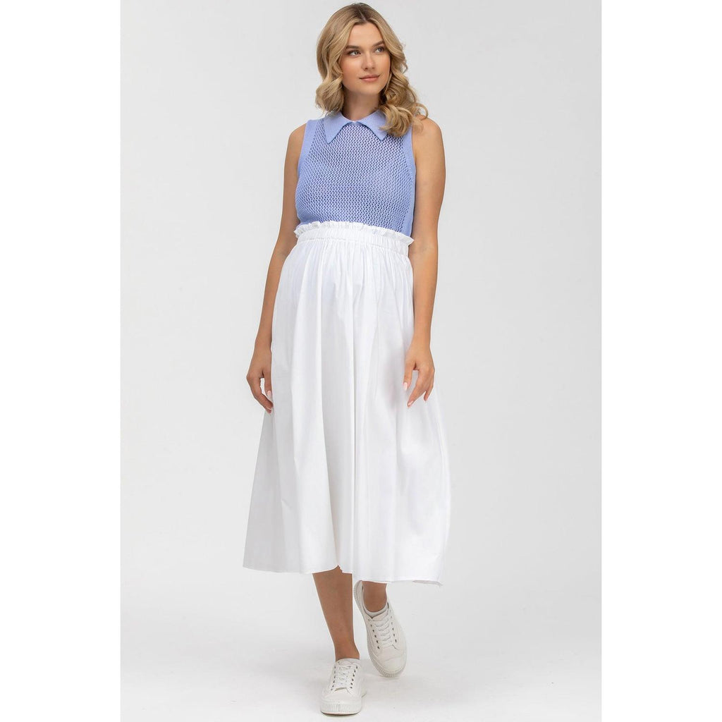 OLIVIA - Gonna Premaman Midi Bianca in Cotone