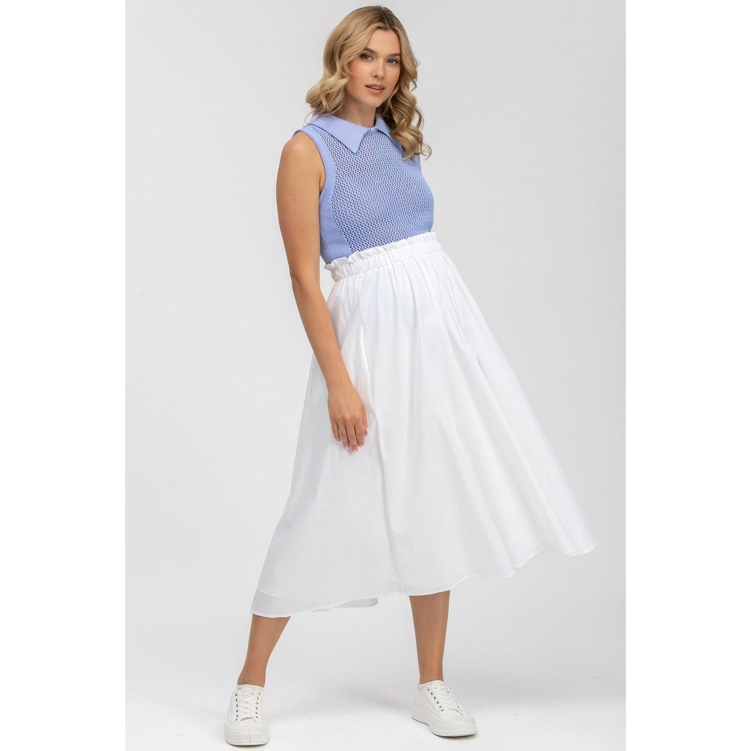 OLIVIA - Gonna Premaman Midi Bianca in Cotone