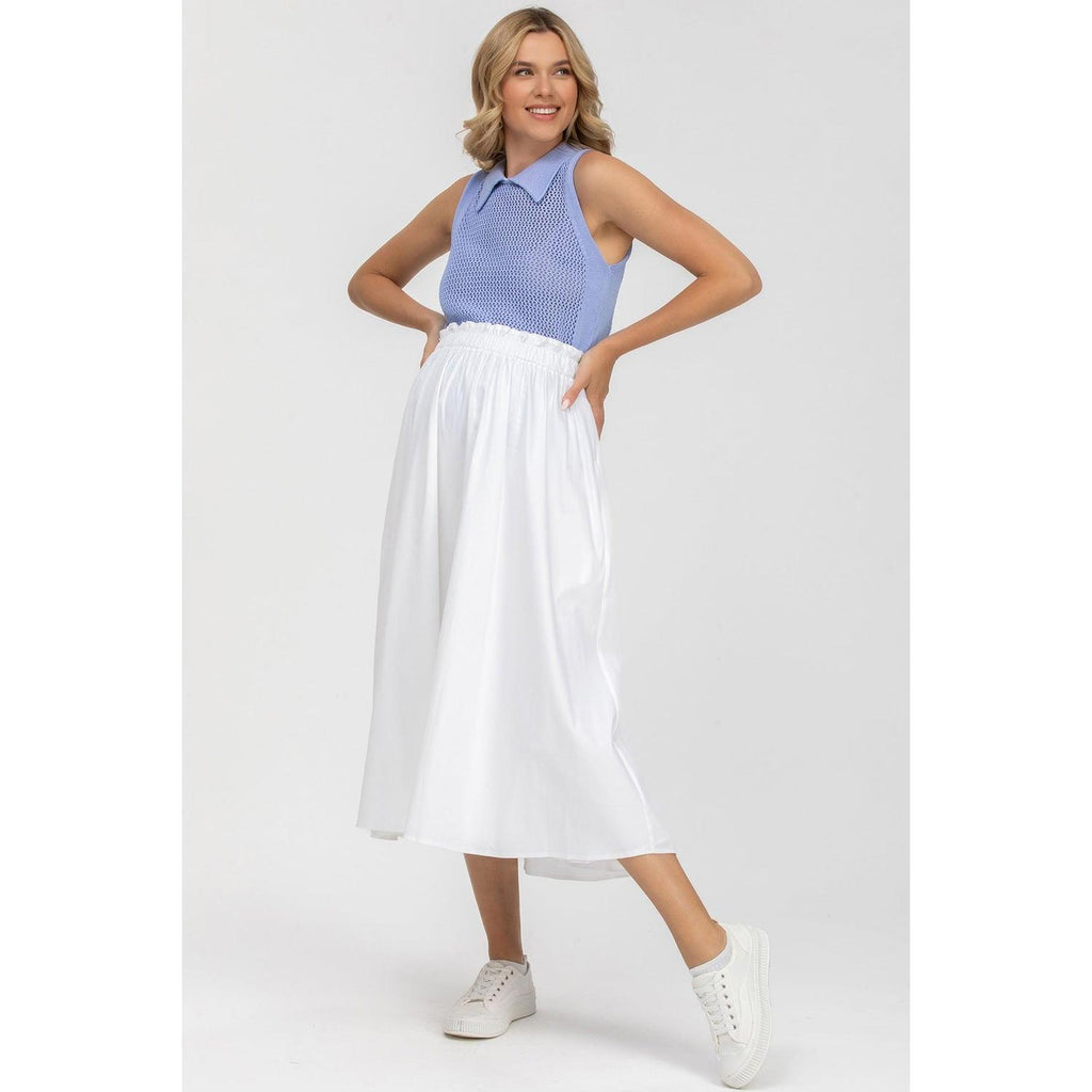 OLIVIA - Gonna Premaman Midi Bianca in Cotone