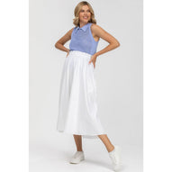 OLIVIA - Gonna Premaman Midi Bianca in Cotone