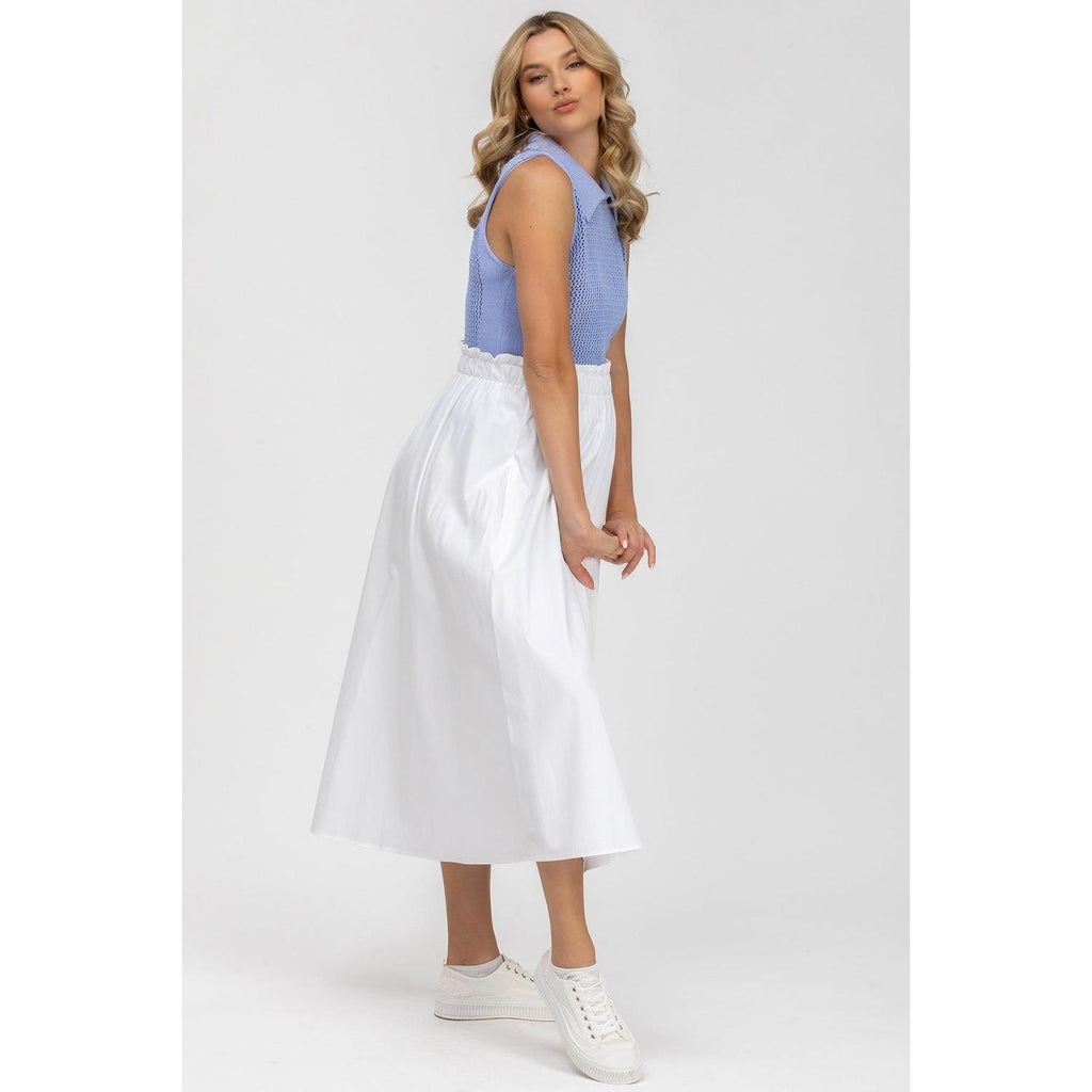 OLIVIA - Gonna Premaman Midi Bianca in Cotone