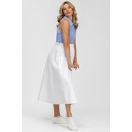 OLIVIA - Gonna Premaman Midi Bianca in Cotone