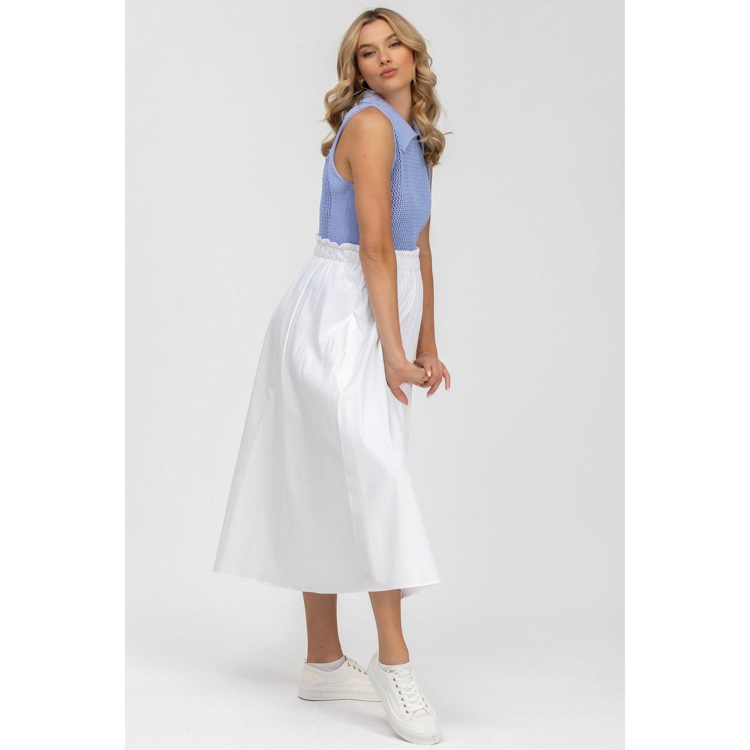 OLIVIA - Gonna Premaman Midi Bianca in Cotone