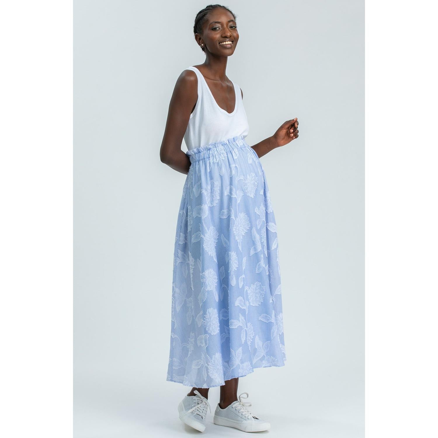 OLIVIA - Gonna Premaman Midi Stampata in Cotone