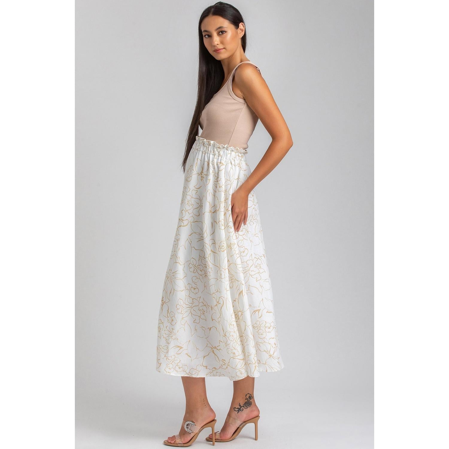 OLIVIA QC51 - Gonna Premaman Midi Stampata in Viscosa