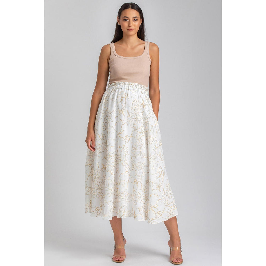 OLIVIA QC51 - Gonna Premaman Midi Stampata in Viscosa