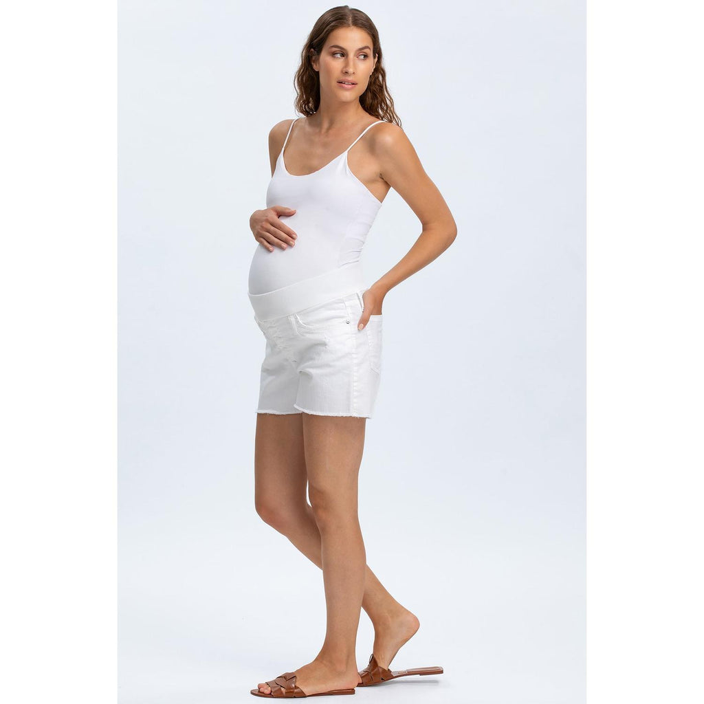 ORIGINAL SHORTS - Pantaloncini Premaman in Denim Bianco