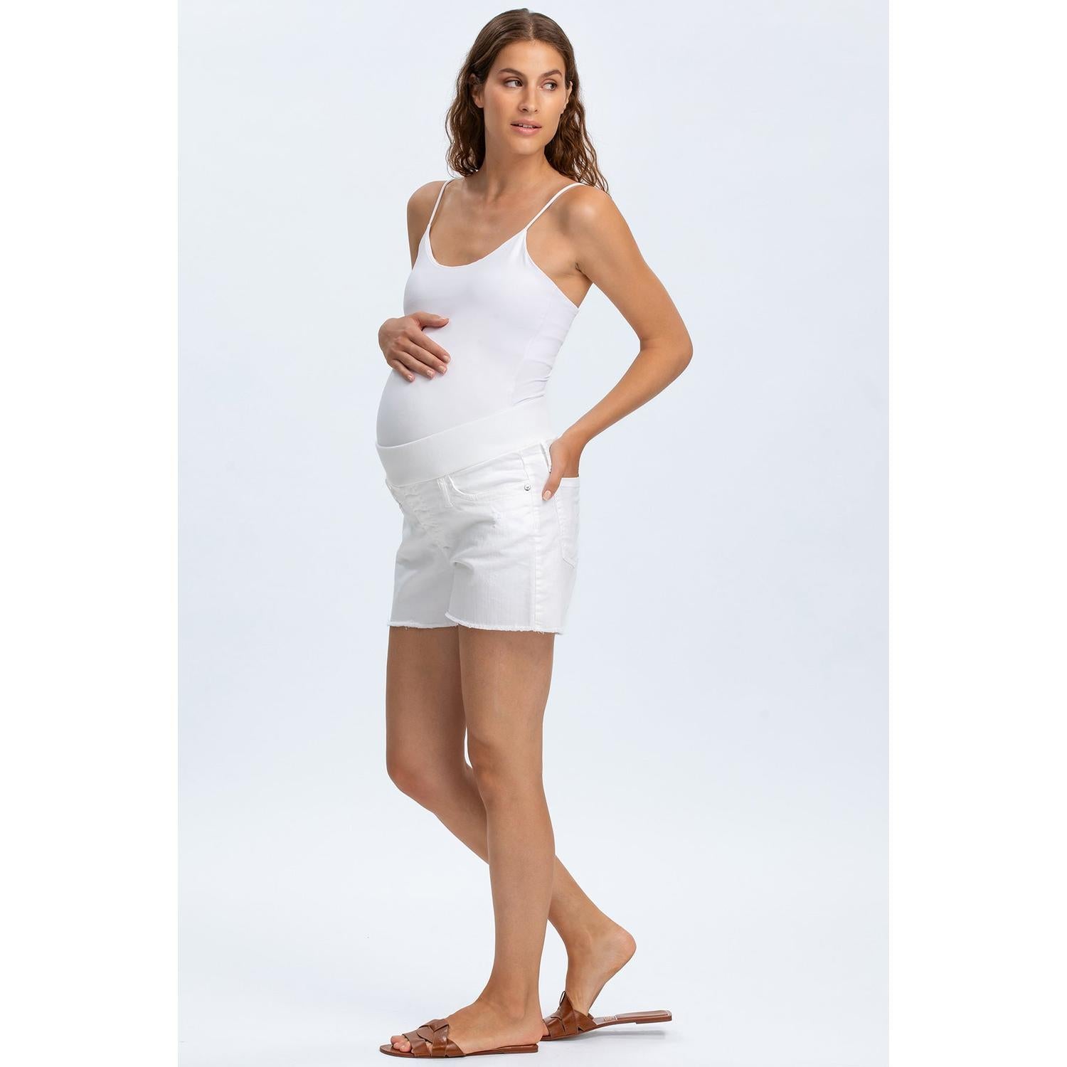 ORIGINAL SHORTS - Pantaloncini Premaman in Denim Bianco