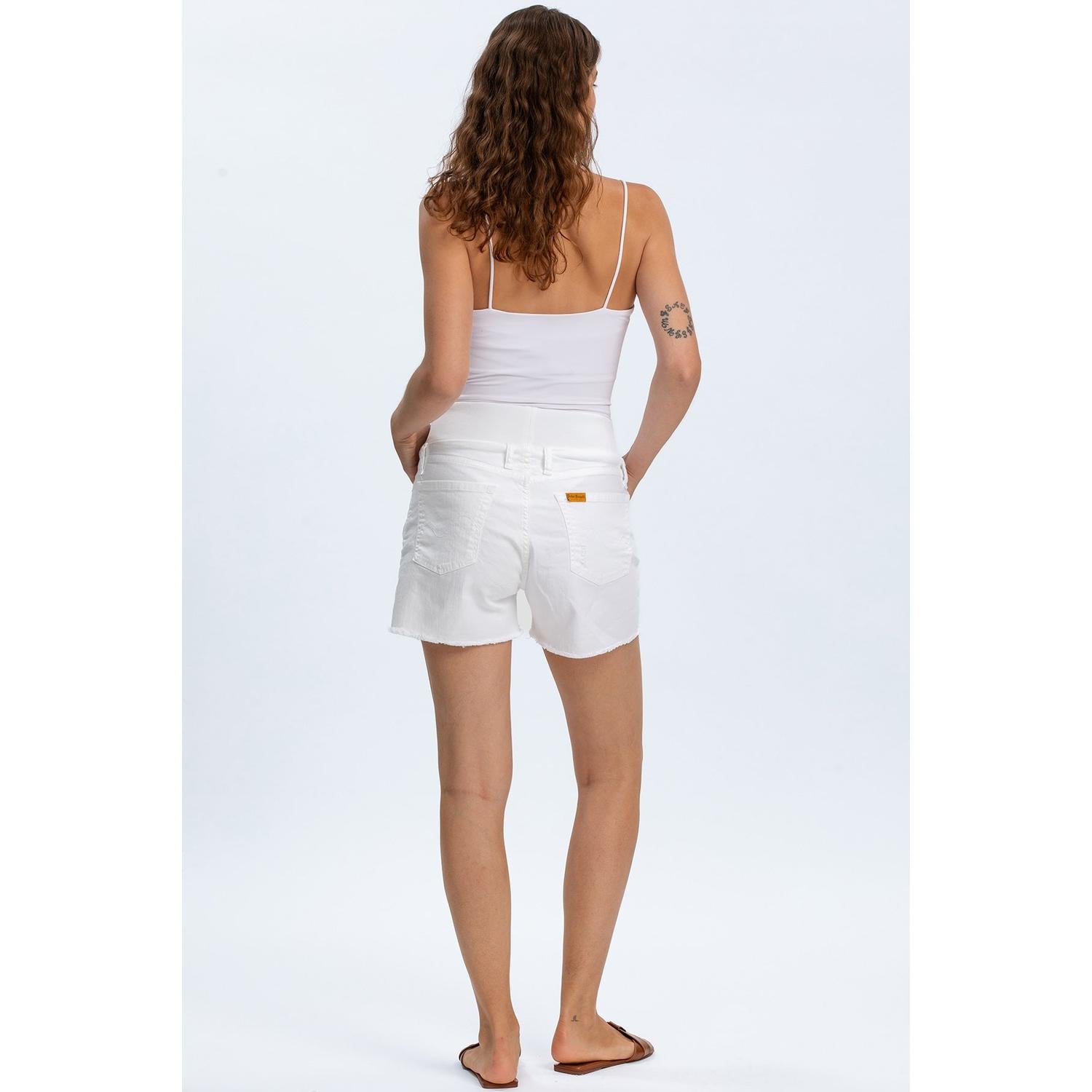 ORIGINAL SHORTS - Pantaloncini Premaman in Denim Bianco