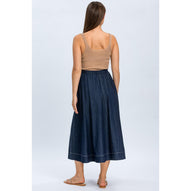 ORTHENSIA - Gonna Premaman Midi con Tasche Colore Blu Denim