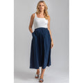 ORTHENSIA - Gonna Premaman Midi in Cotone Blu Scuro con Tasche