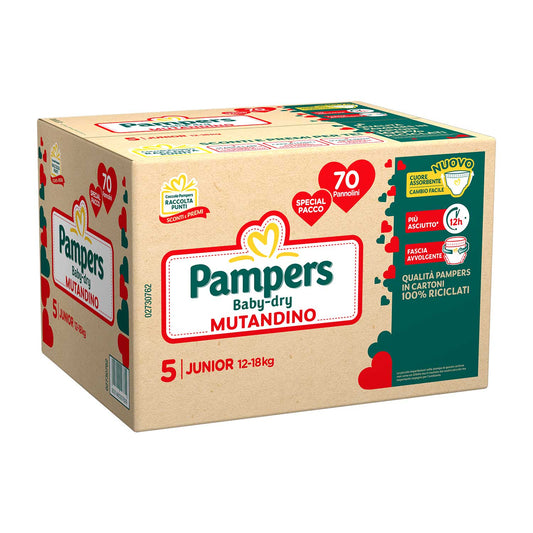 Pampers - Baby Dry Mutandino Quadripack Taglia 5 Junior 70pz