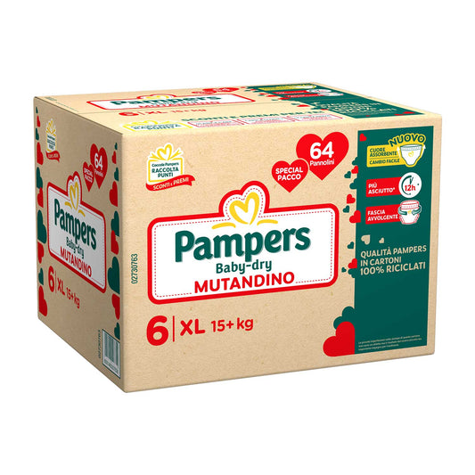 Pampers - Baby Dry Mutandino Quadripack Taglia 6 Extralarge 64pz
