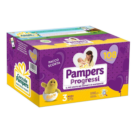 Pampers - Progressi Quadripack Taglia 3 Midi 108pz