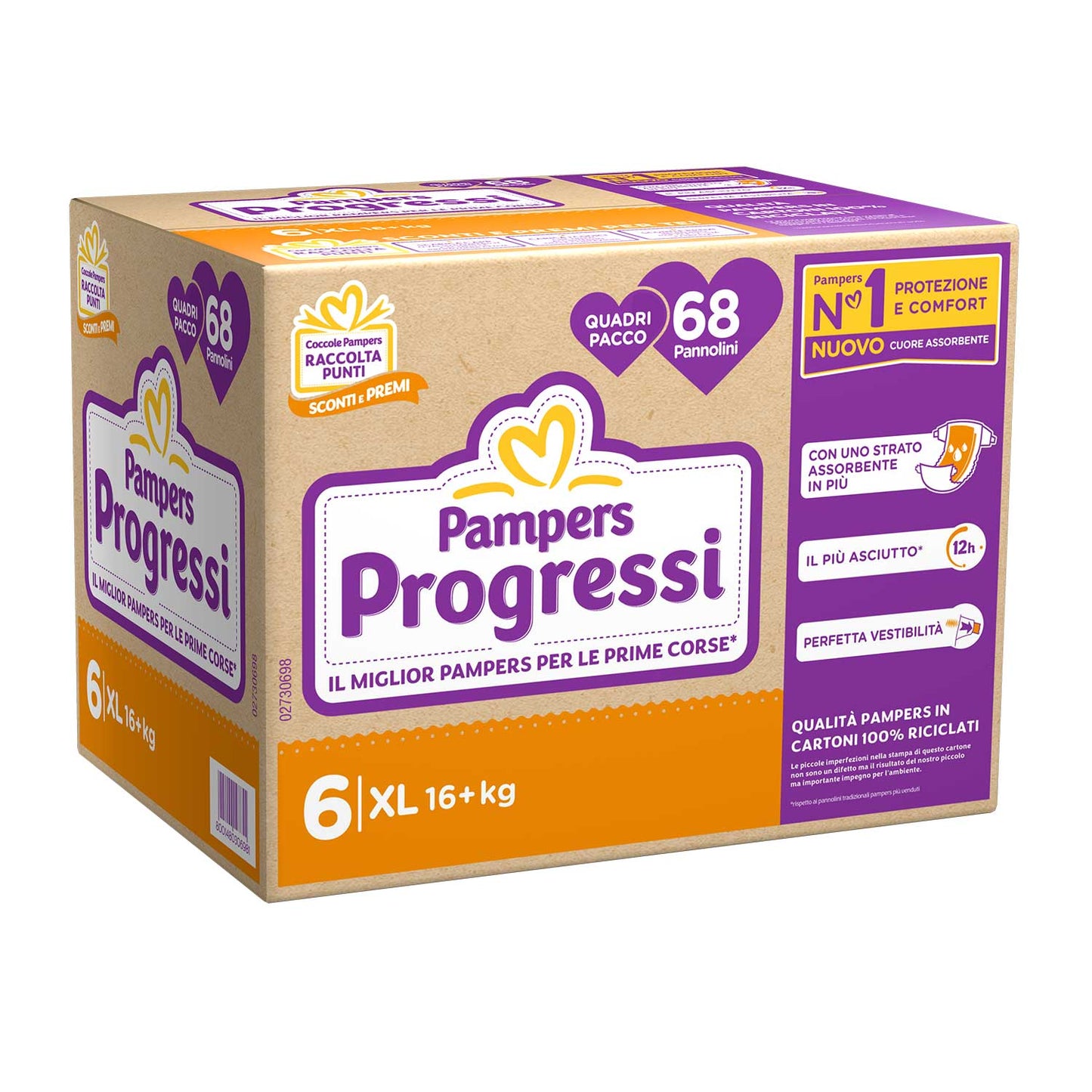 Pampers - Progressi Quadripack Taglia 6+ Extralarge 68pz