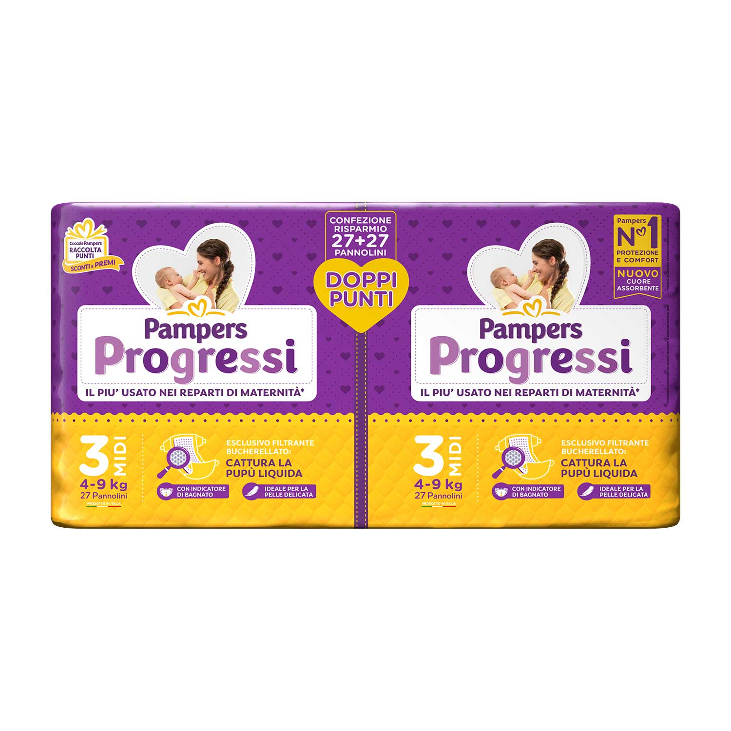 Pampers - Pannolini Progressi Pacco Doppio Taglia 3 Midi 54pz