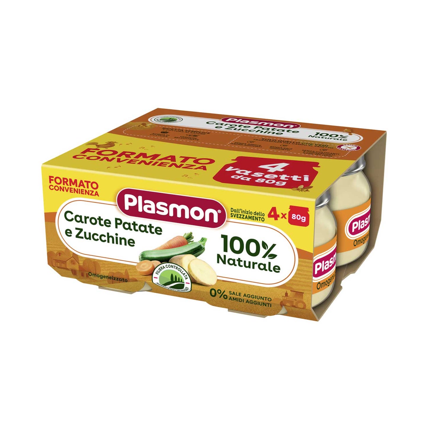 Plasmon - Omogeneizzato Carote Patate Zucchine: Confezione 4x80 gr