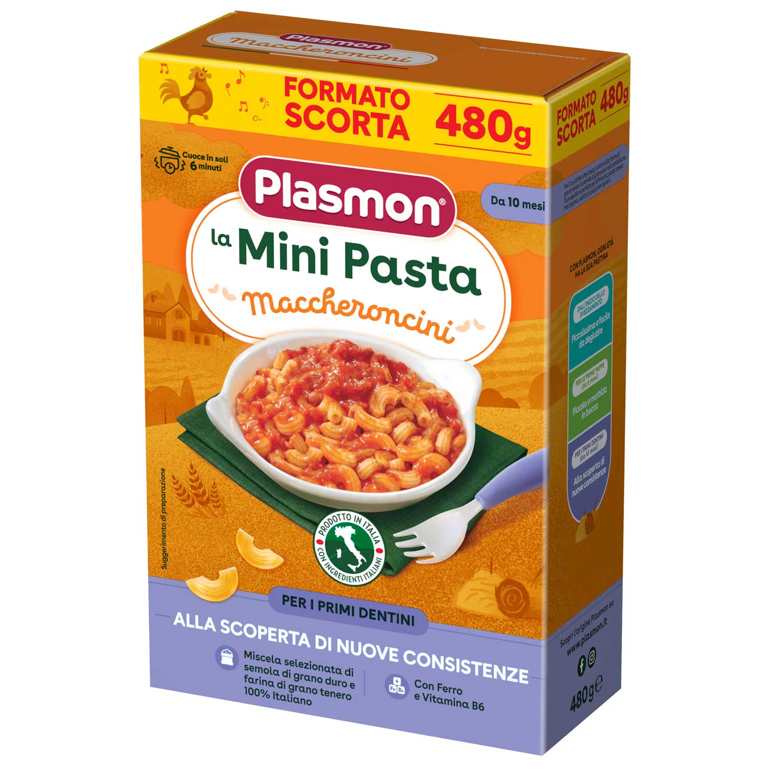Plasmon - Pastina Maccheroncini: Confezione 480 gr