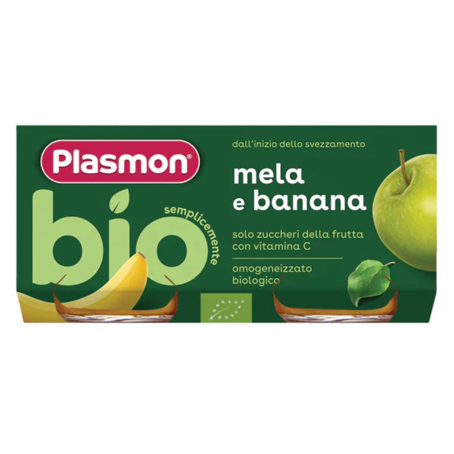 Plasmon - BIO Omogeneizzato Frutta Banana Mela: Confezione 2x80 gr
