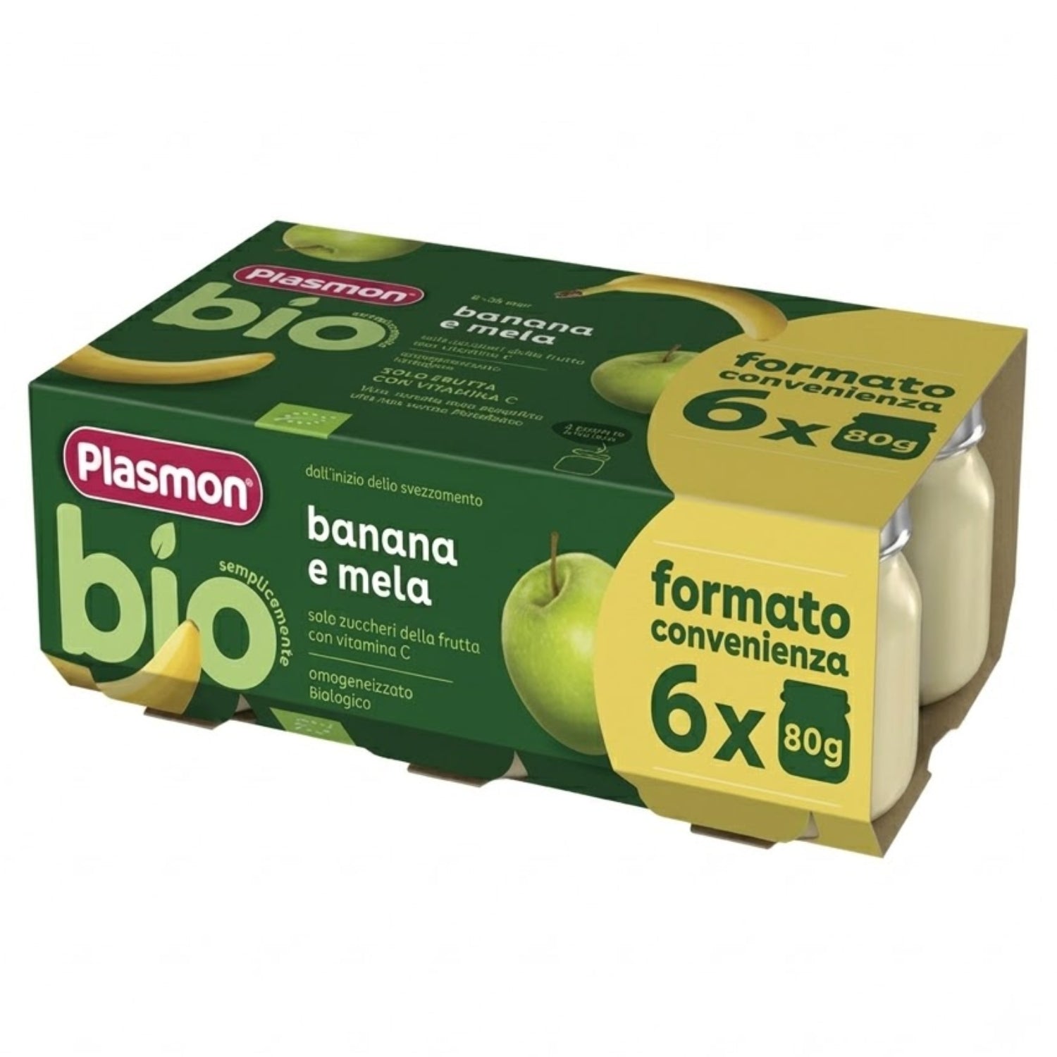 Plasmon - BIO Omogeneizzato Frutta Banana Mela: Confezione 6x80 gr