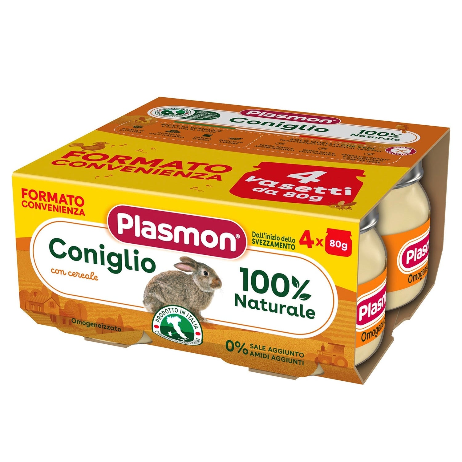 Plasmon - Omogeneizzato Carne Coniglio: Confezione 4x80 gr