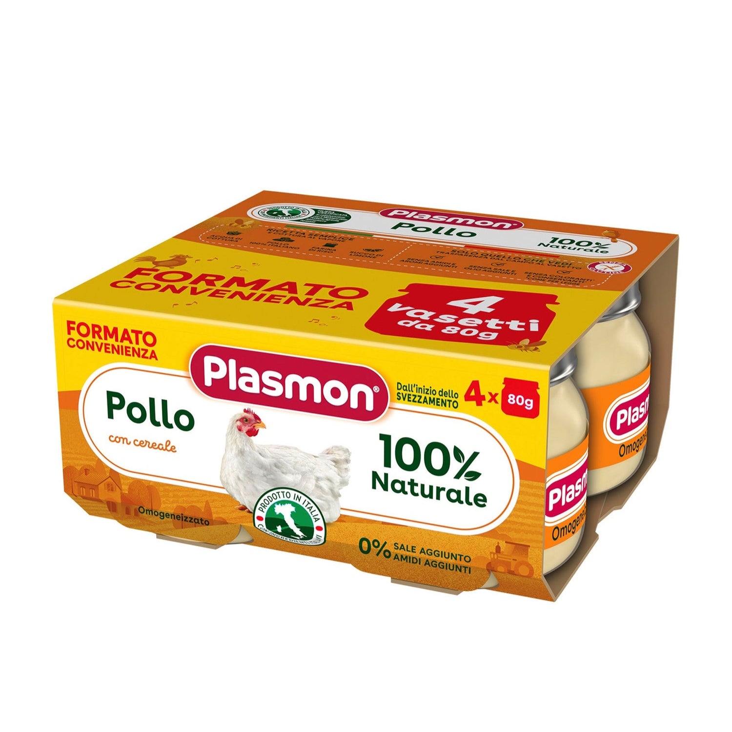 Plasmon - Omogeneizzato Carne Pollo: Confezione 4x80 gr