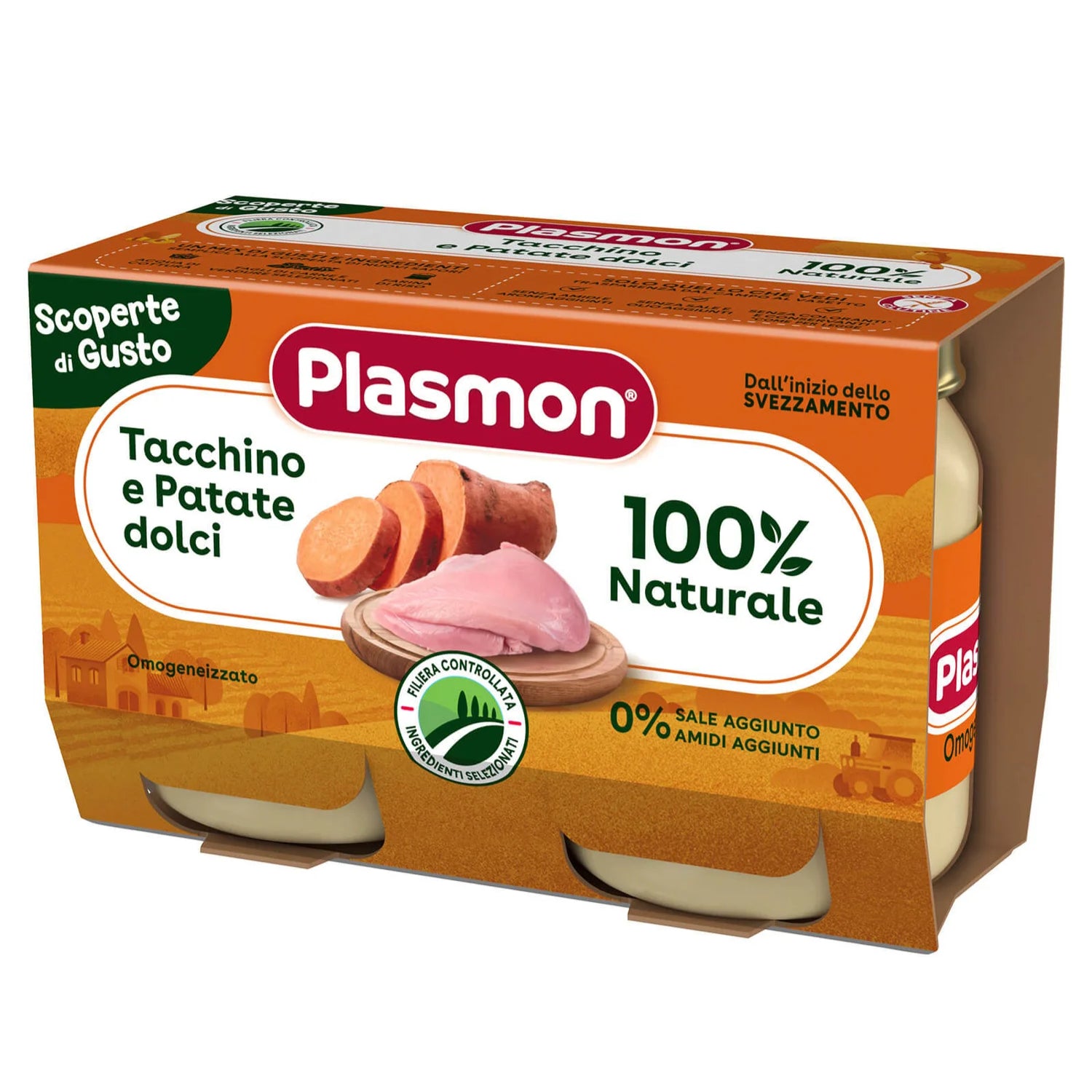 Plasmon - Omogeneizzato Carne Tacchino e Patate Dolci: Confezione 2x120 gr