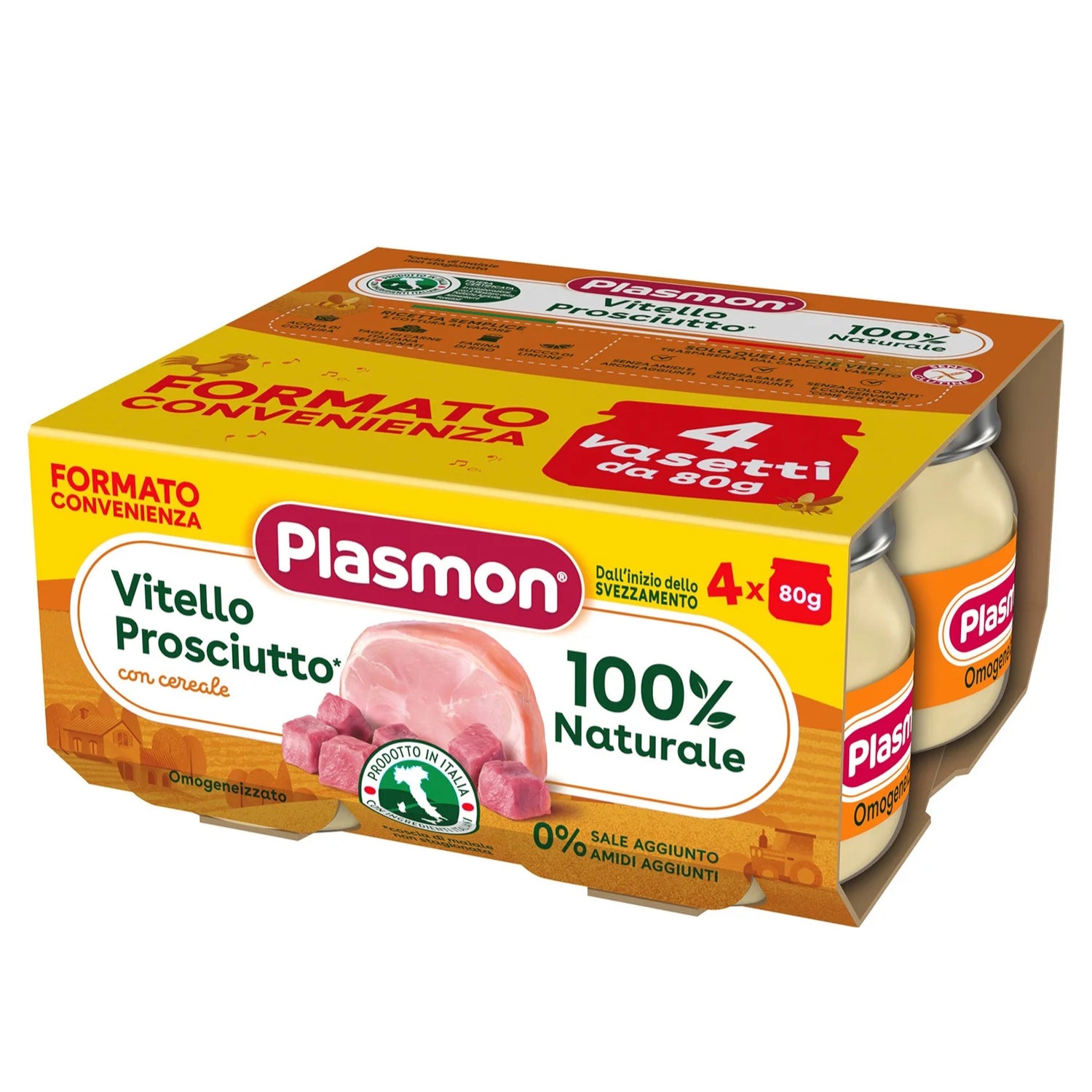 Plasmon - Omogeneizzato Carne Vitello Prosciutto: Confezione 4x80 gr