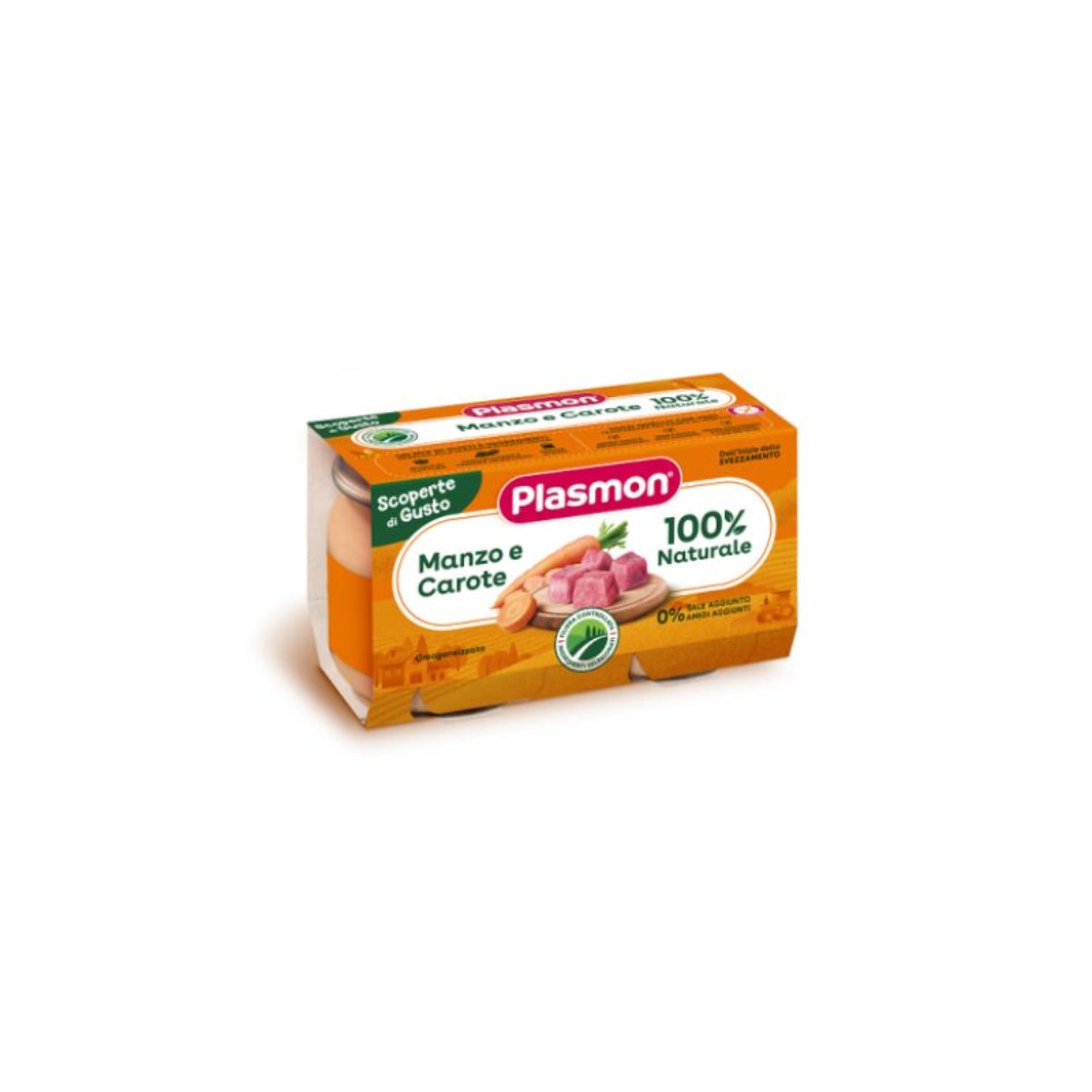 Plasmon - Omogeneizzato Manzo Con Carote: Confezione 2x120g