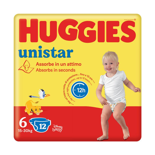 Huggies - Pannolini Unistar Taglia 6 XL 15/30 KG 12pz