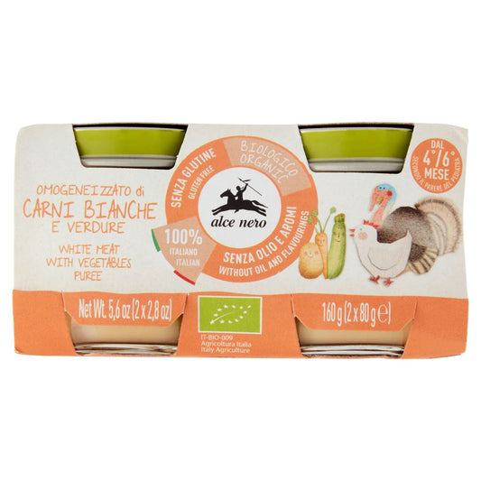 Black Alce - Homogenized White Meat With Vegetables 2x80g