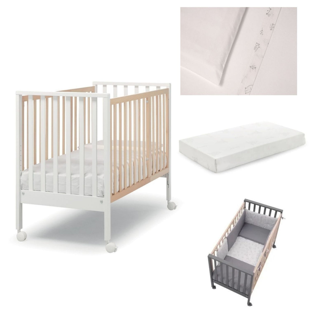 Erbesi - Evolution set Lettino evolutivo con Materasso e kit Tessile