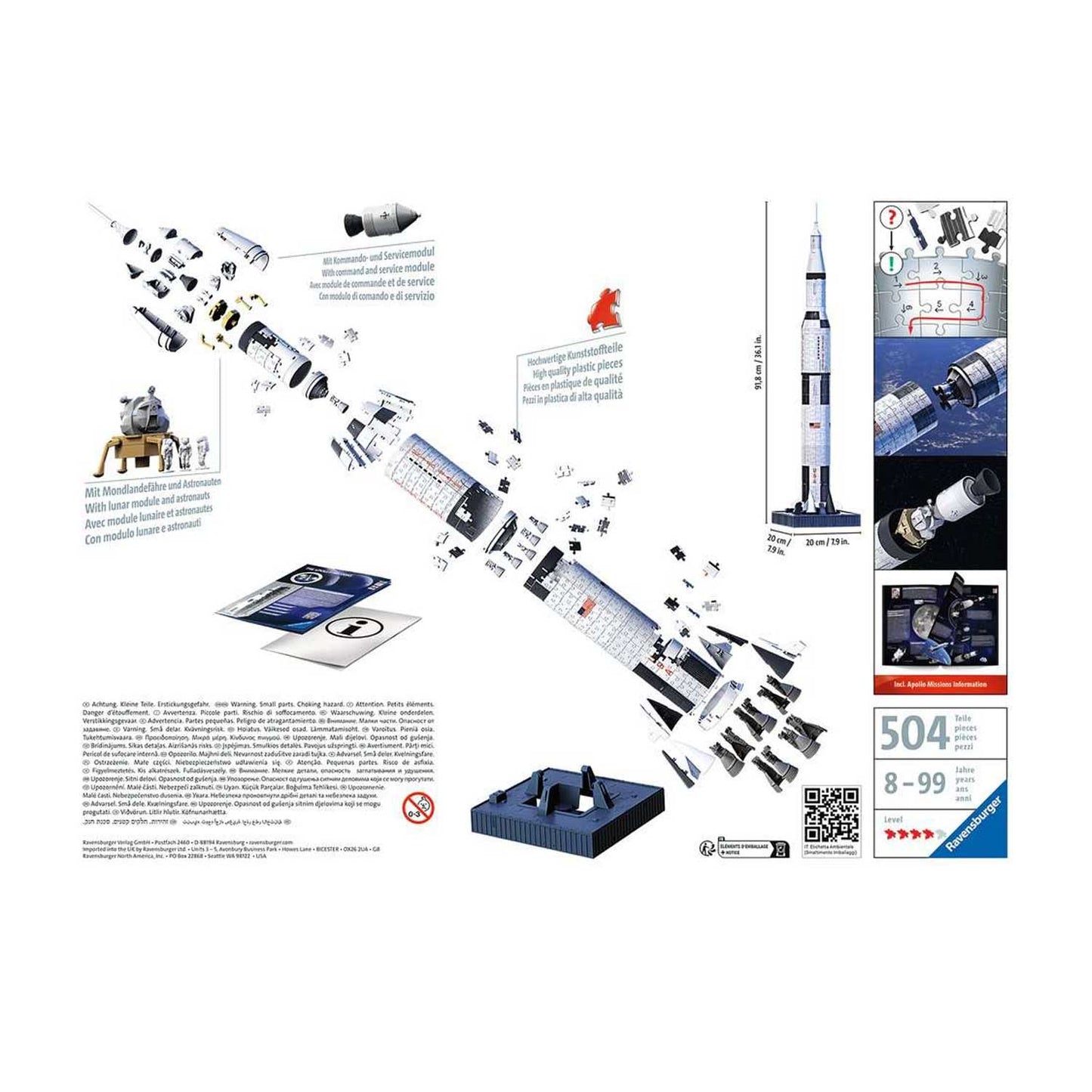 Ravensburger - Puzzle 3D Maxi Apollo Saturn V Rocket 440pz