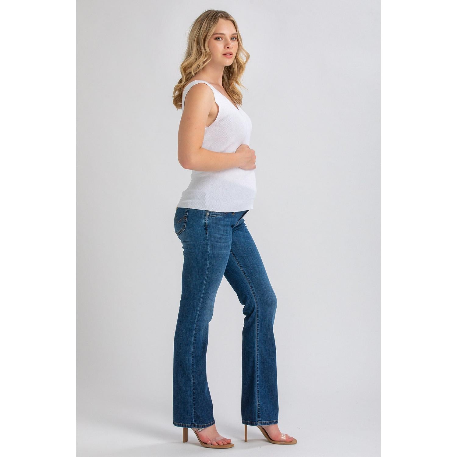 SLIM BOOTCUT WA07 - Jeans Premaman con Gamba Leggermente Svasata