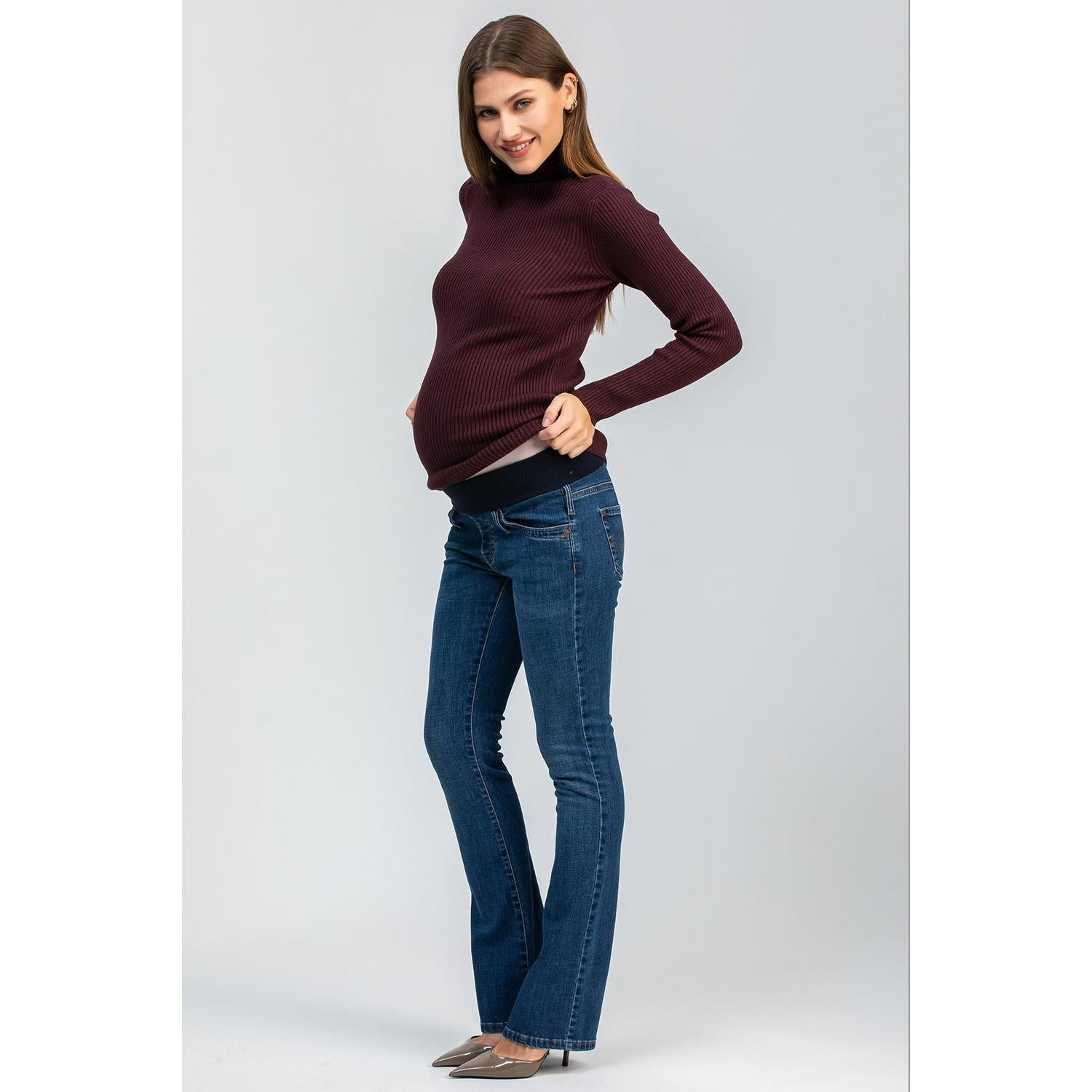 SLIM BOOTCUT WC42 - Jeans Premaman con Gamba Leggermente Svasata