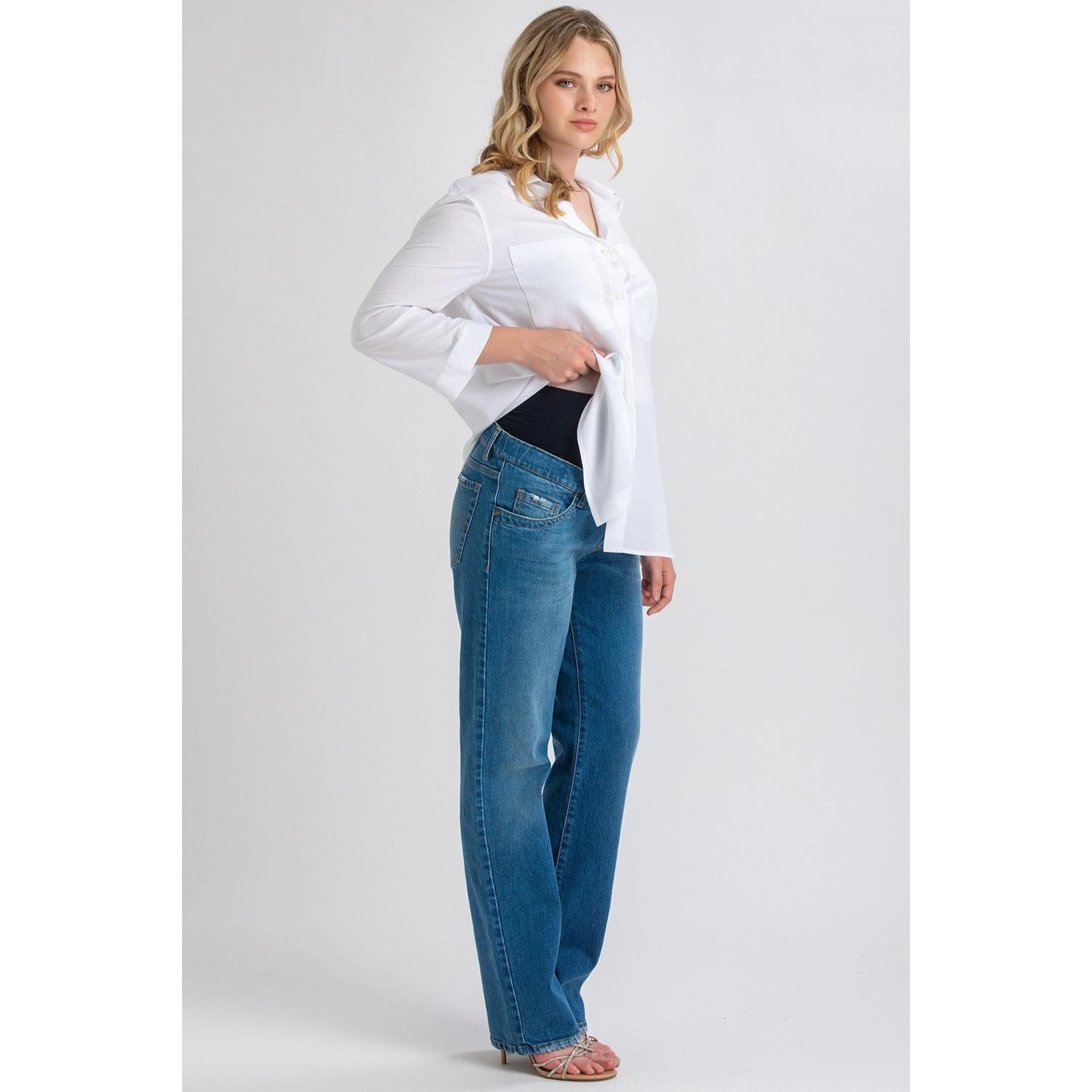 STRAIGHT ANKLE WB09 - Jeans Premaman a Gamba Dritta