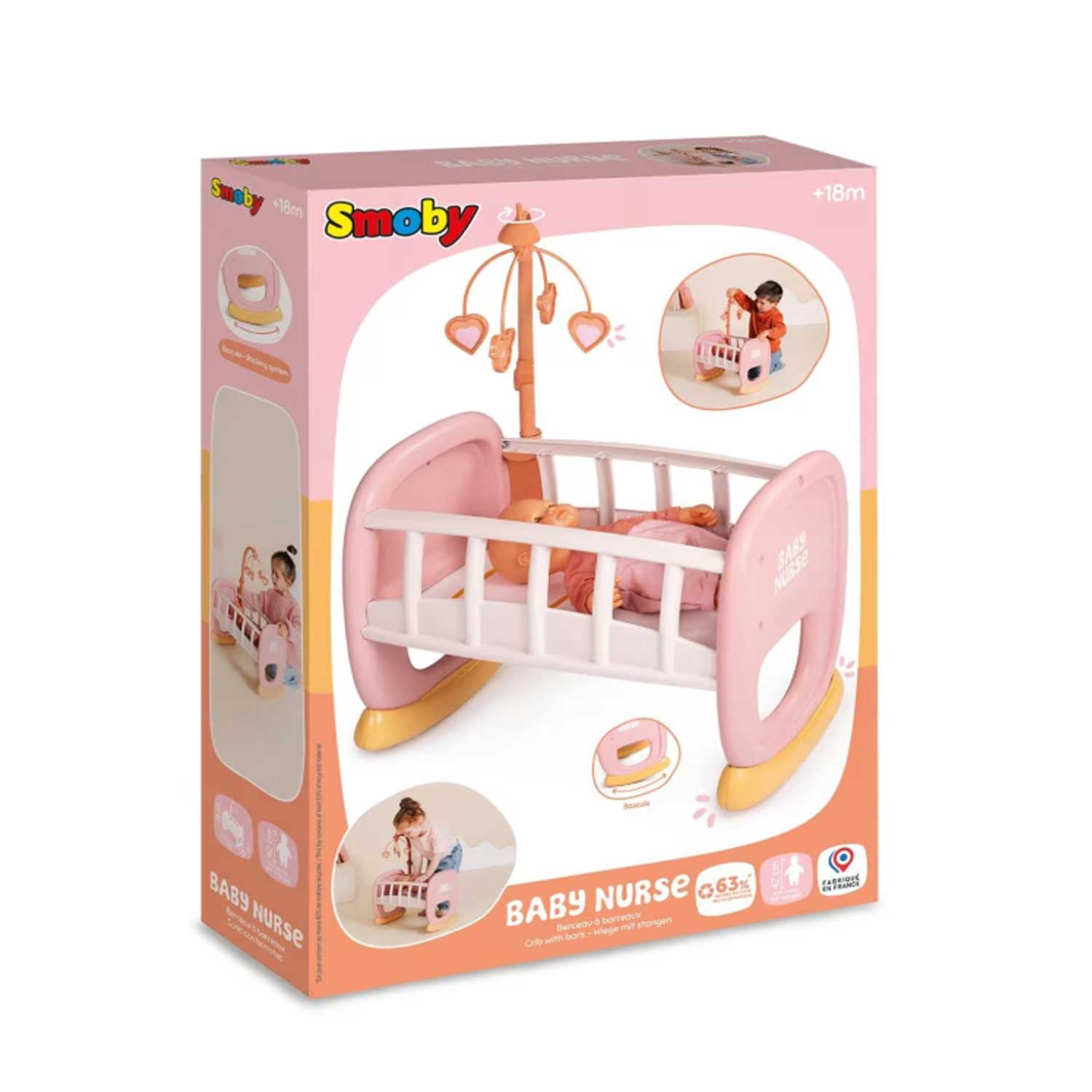 Smoby - Baby Nurse Cradle with Carousel
