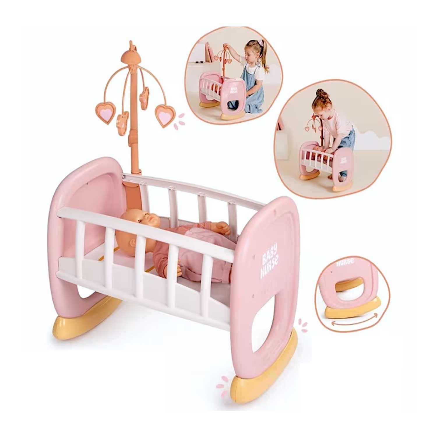 Smoby - Baby Nurse Cradle with Carousel