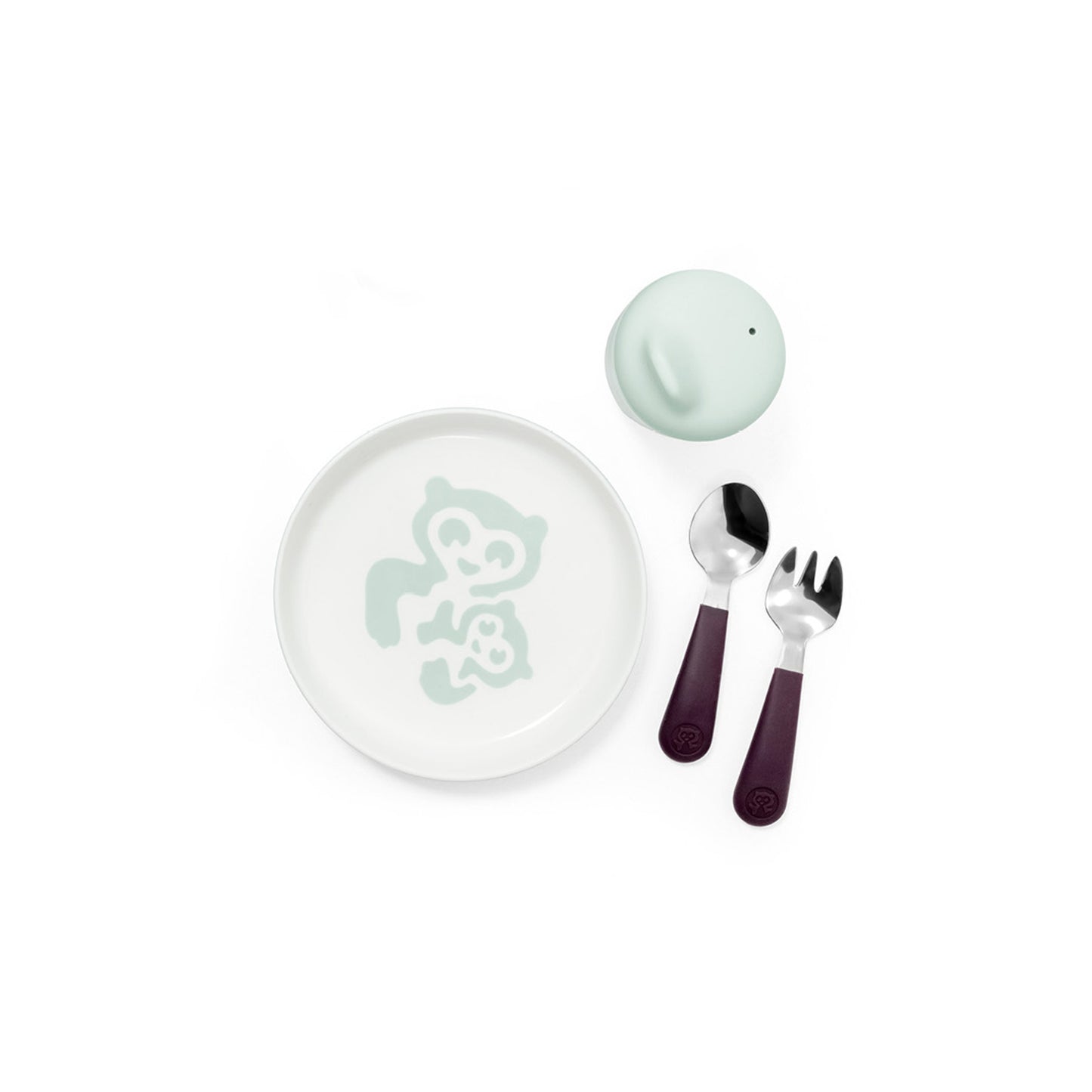 STOKKE - Set Pappa Munch Piattino + posatine + tazza con beccuccio