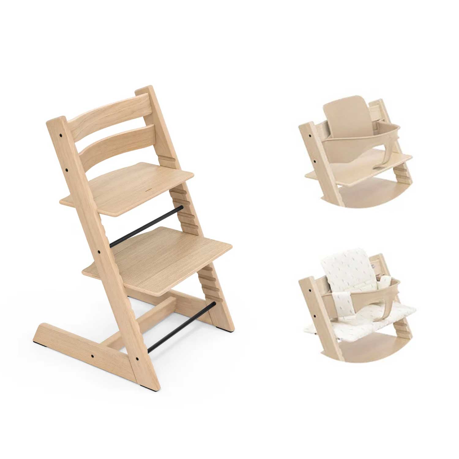 Stokke - Sedia Tripp Trapp in Rovere + Baby Set + Cuscino