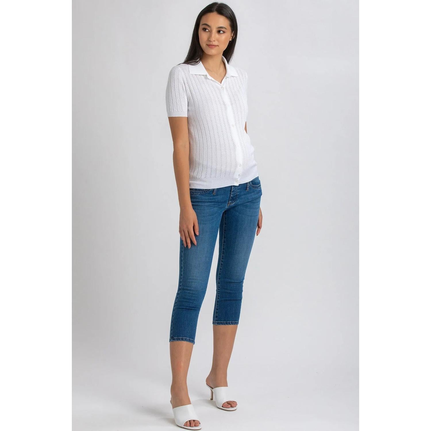 THALIA - Maglia Premaman Bianca con Colletto