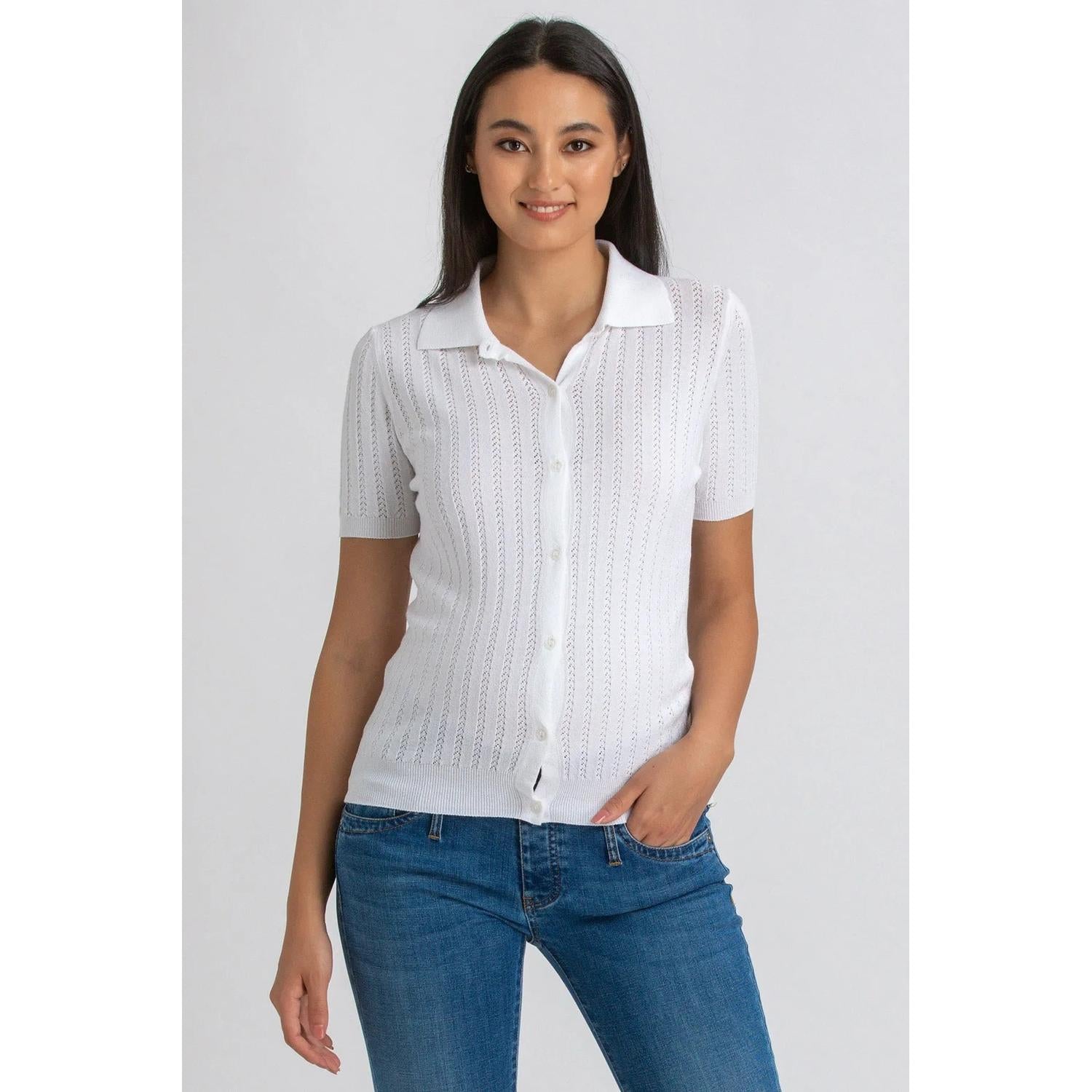 THALIA - Maglia Premaman Bianca con Colletto