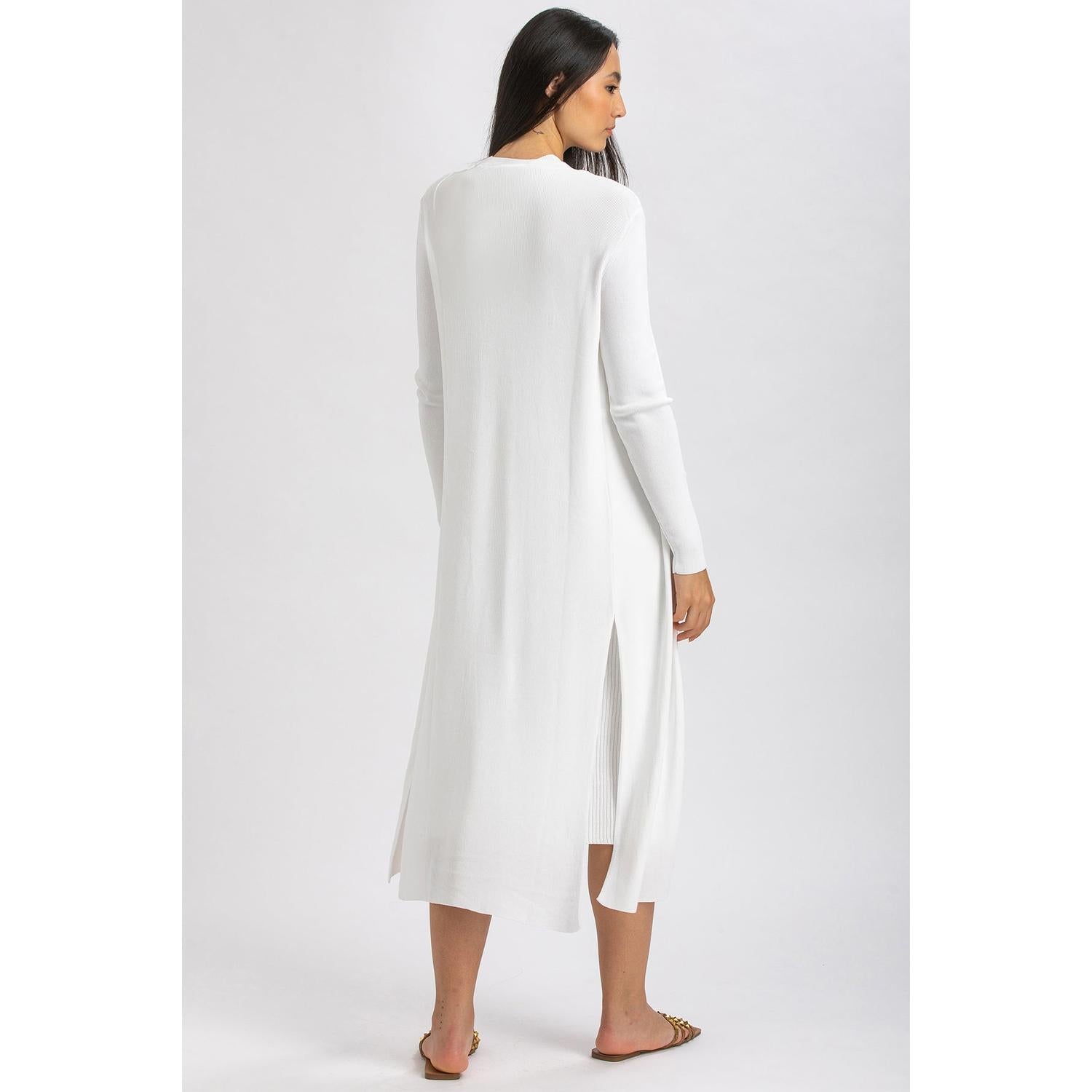 TULIP - Cardigan Premaman Bianco con Spacchi Laterali