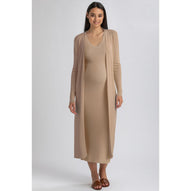 TULIP - Cardigan Premaman Marrone con Spacchi Laterali